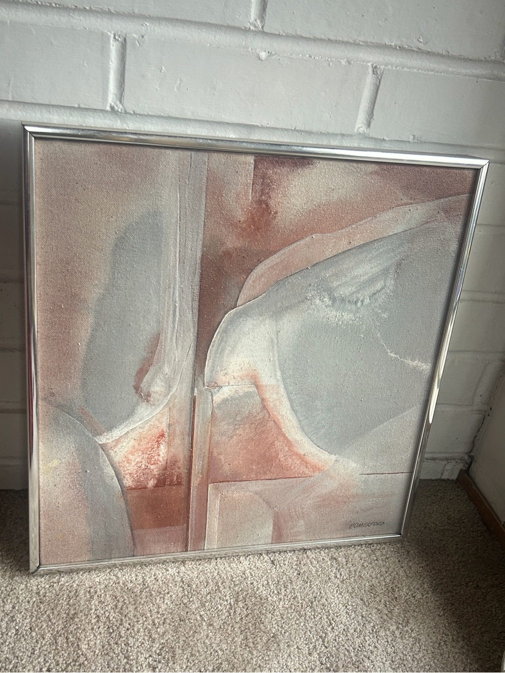 Abstract vintage original acrylic mcm painting framed